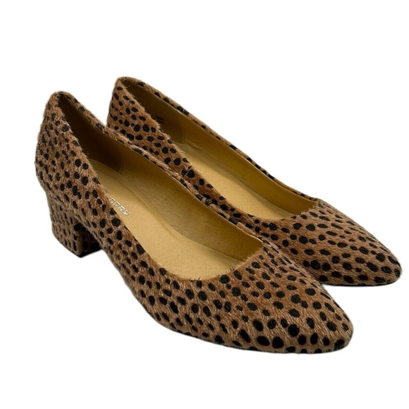CL by Laundry Leopard Faux Mohair Classic Pump Block Heels Size 10M - Picture 1 of 11